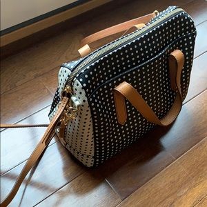 Fossil Rachel Satchel | Black and White Polka Dot